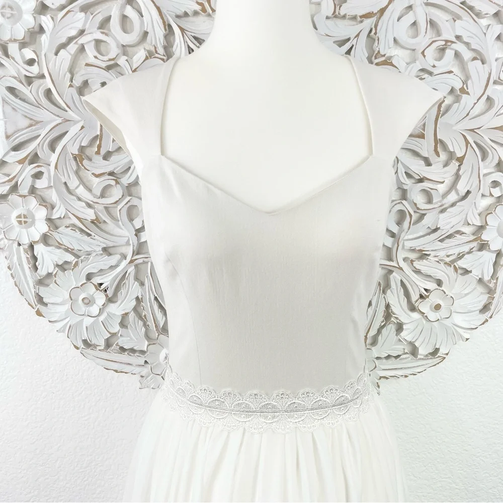 {Dress The Population} Brielle Lace-Trimmed Fit And Flare Dress, Size S